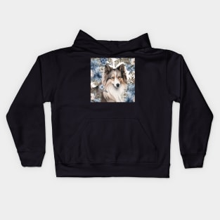 Floral Sheltie Kids Hoodie